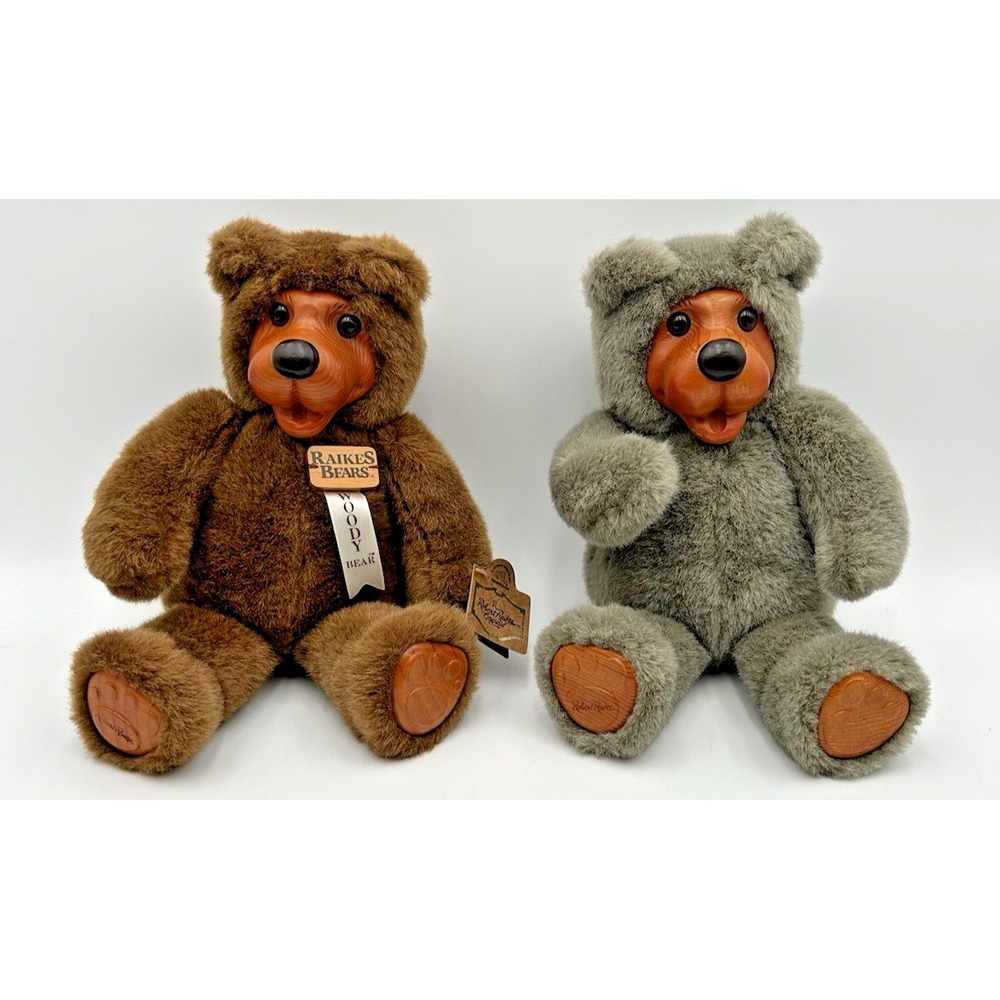 Lot‎ of 2 Robert Raikes Woody Bears Plush Toys One With Tags Collectable Signed